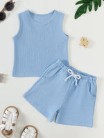 Children's Solid Color Tank and Shorts Set