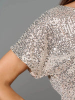 Full Size Sequin Short Sleeve Wide Leg Jumpsuit Plus Size