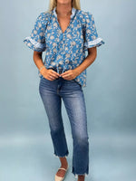 Floral Print Ruffle Sleeve Blouse