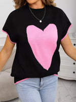 Valentine's Day Heart Graphic Short Sleeve Sweater