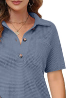 Waffle-Knit Short Sleeve Polo Shirt