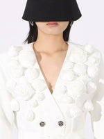 Flower Long Sleeve Blazer and Pants Set