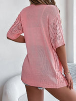 Openwork Open Front Half Sleeve Cardigan