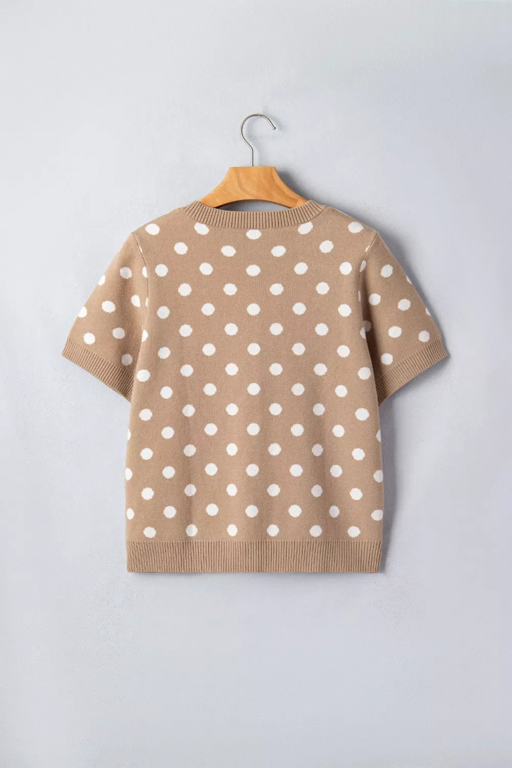 Polka Dot Short Sleeve Button Down Sweater Cardigan