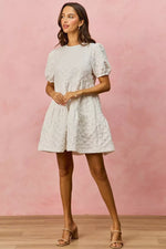 SO ME Floral Jacquard Diagnol Tiered Short Mini Dress