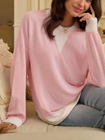 Two-Tone Ribbed Knit Sweatshirt