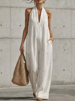 Full Size Halter Neck Wide-Leg Jumpsuit Plus Size