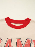 GAME DAY Letter Graphic Round Neck Sweatshirt