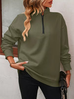 Quarter Zip Dropped Shoulder Sweatshirt