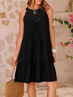 Ruffled Hem Lace Sleeveless Dress