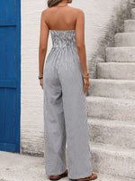 Striped Strapless Wide Leg Jumpsuit