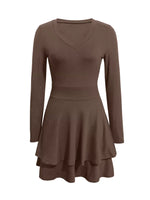 V-Neck Layered Ruffle Mini Dress