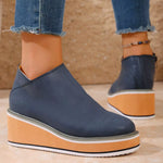 Round Toe Wedge Ankle Boots