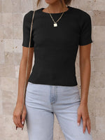 Round Neck Short Sleeve Knit Top