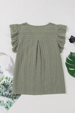 Flutter Sleeve Lace V Neck Shirt