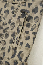 Leopard Print Seam Detail Button Down Denim Jacket