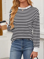 Striped Round Neck Long Sleeve T-Shirt