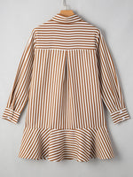 Striped Ruffle Hem Shirt Dress