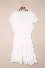Tie-Front Mini Dress with Smocked Waist
