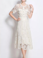 Lace Button Up Top and Skirt Set