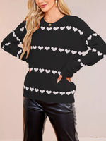 Heart Pattern Dropped Shoulder Sweater