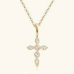 925 Sterling Silver Moissanite Cross Pendant Necklace