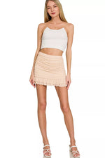 Zenana Ruched Mini Skirt with Built in Shorts