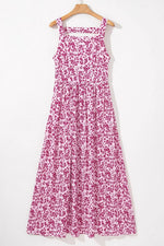 Floral Cutout Back Square Neck Maxi Dress