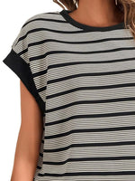 Striped Round Neck Casual T-Shirt