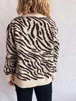 Zebra Print Zip Up Cardigan