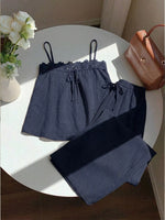 Lace Trim Cami and Wide-Leg Pants Set