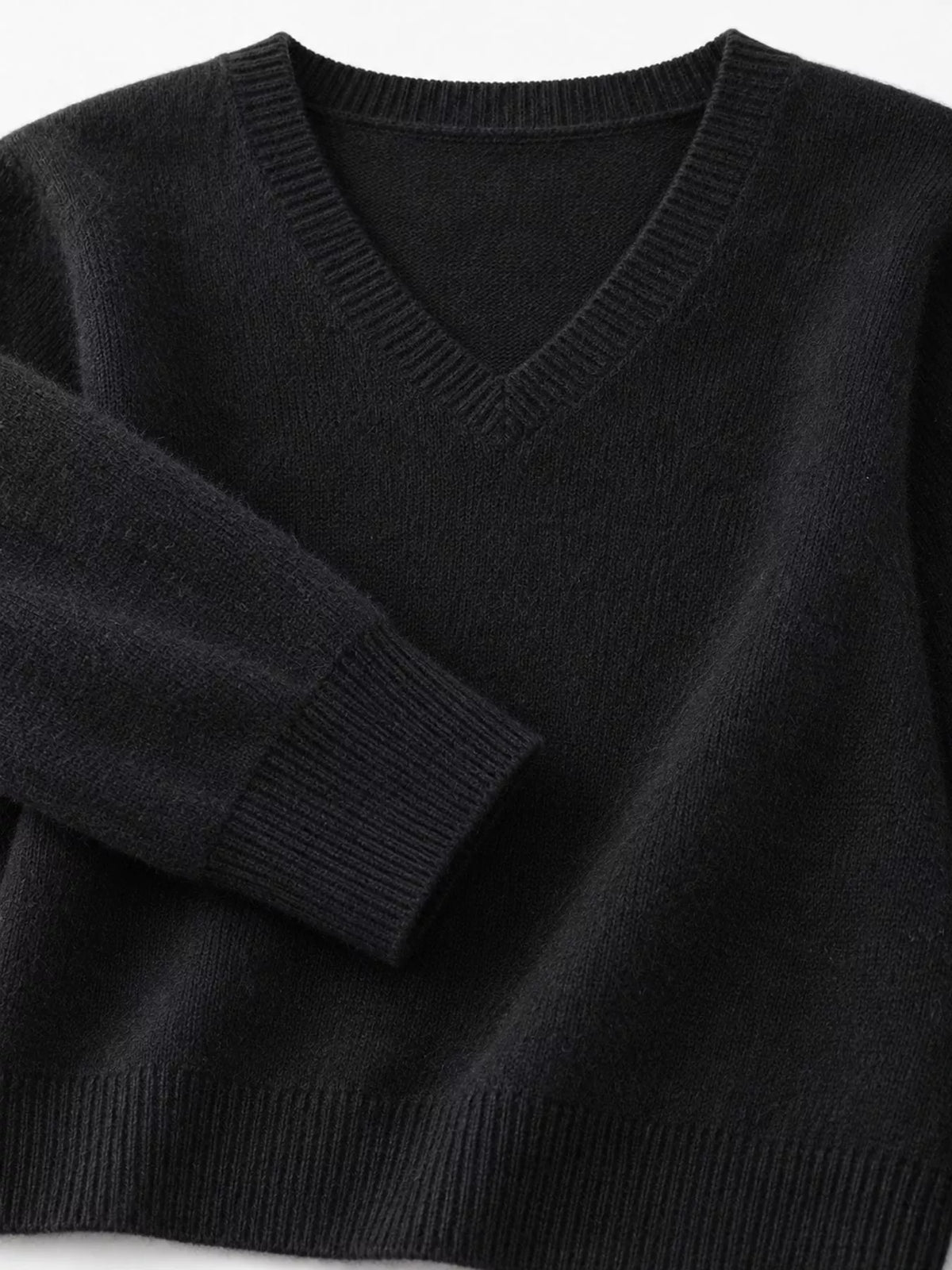 V-Neck Solid Color Sweater