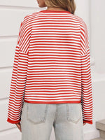 Striped Button-Up Cardigan