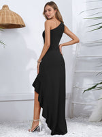 One-Shoulder Ruffle Hem Maxi Dress