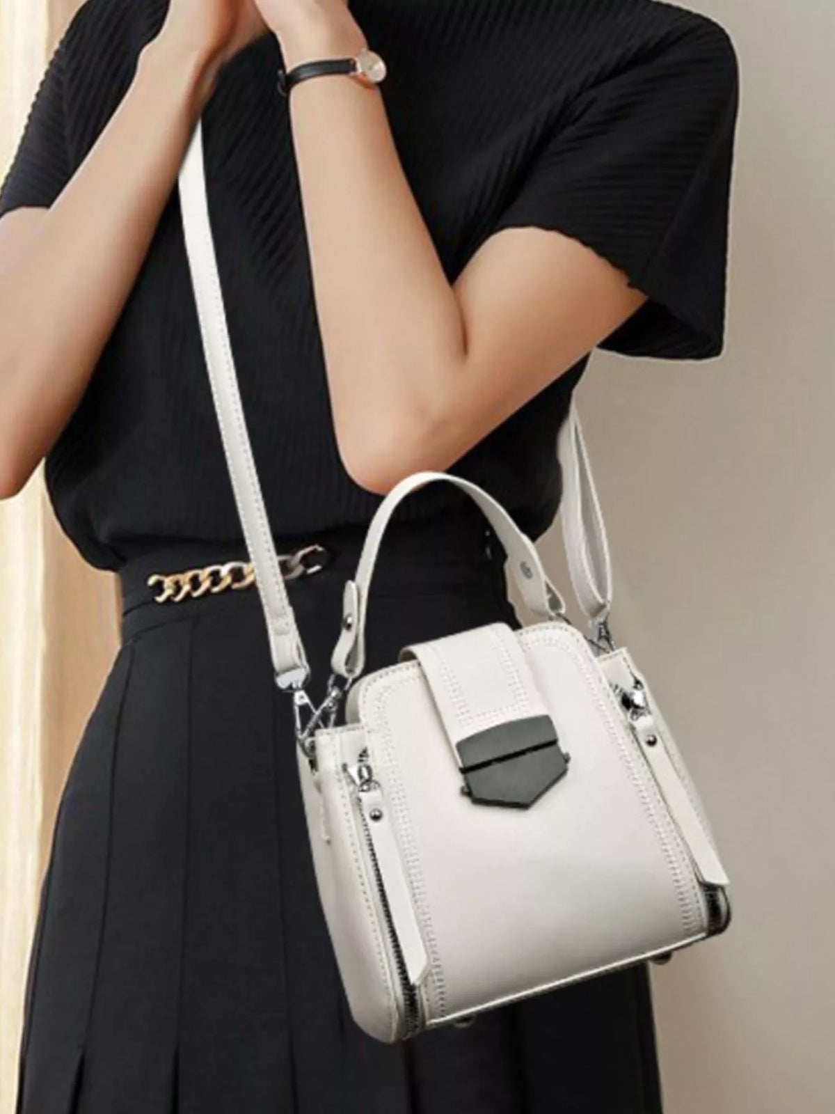 Leather Bucket Crossbody Bag