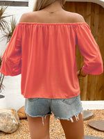 Tied Solid Off-Shoulder Blouse