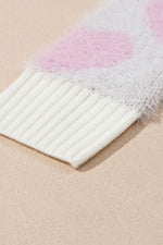 Pearl Detail Heart Round Neck Sweater