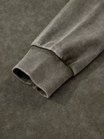 Lace Patchwork Detail Notched Mineral Wash Sweatshirt