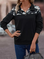 Floral Print Quarter Zip Sweatshirt