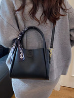 Leather Crossbody Bag with Scarf Accent