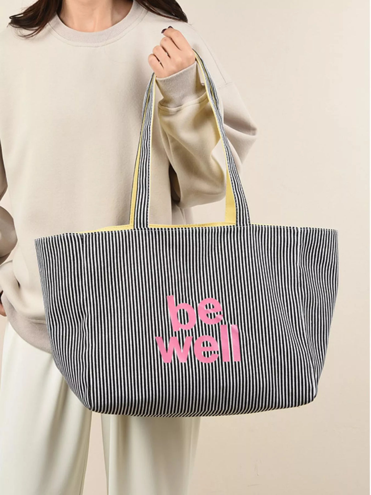 Striped Canvas Duffel Bag