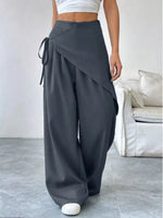 Wrap-Front Wide-Leg Pants