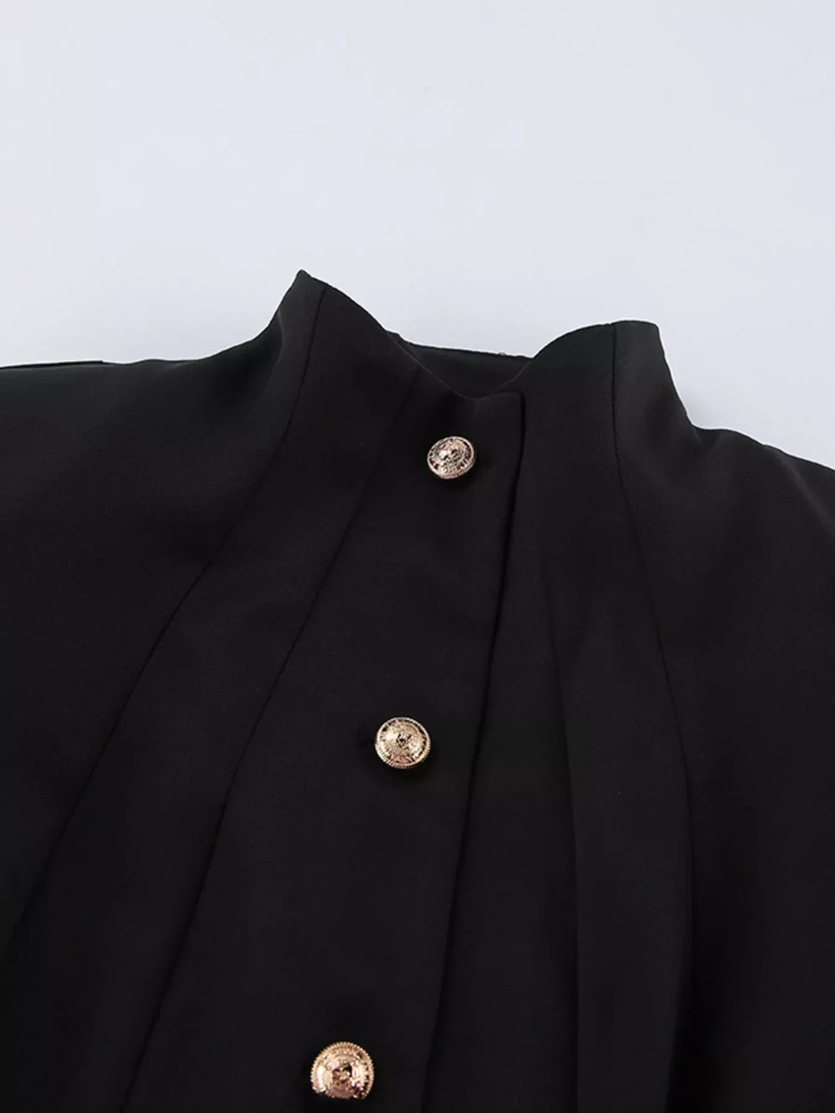 Elegant Stand Collar Blazer and Mini Skirt Set