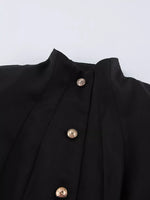 Elegant Stand Collar Blazer and Mini Skirt Set
