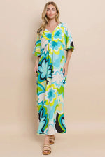 ODDI Floral Printed Slit Maxi Dress
