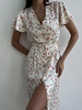 Floral Print V-Neck Flutter Sleeves Midi Dress