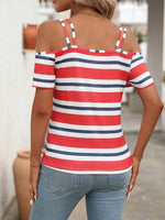 Striped Cold Shoulder T-Shirt