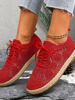 Breathable Woven Lace Up Sneakers