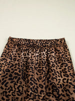 Leopard Print Contrast Trim Long Sleeve Top and Pants Set