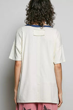 POL American Flag Color Block Side Slit Cotton Top